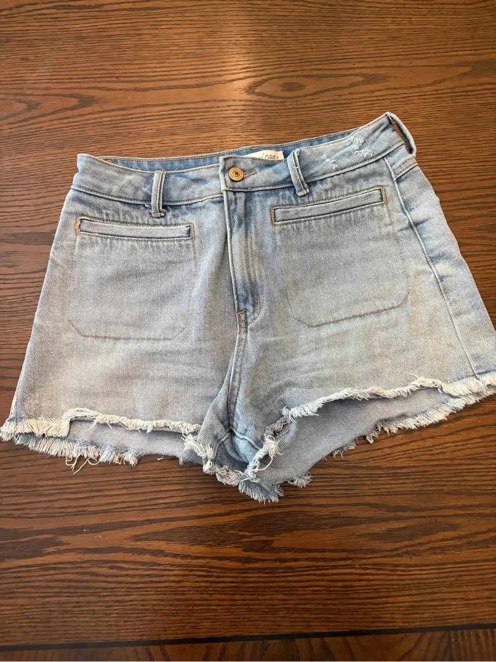 Light Wash Frayed Hem Women's Denim Shorts